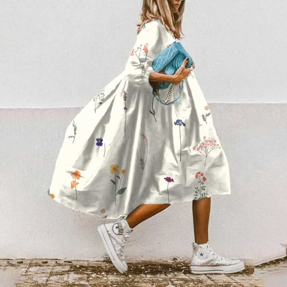 Lanna | Schickes Midikleid für Damen mit floralem Paisleymuster und Dreiviertelärmeln