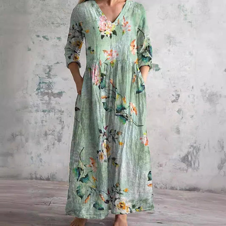 Bo | Blooming Grace Maxikleid für Damen mit Blumenmuster und V-Ausschnitt