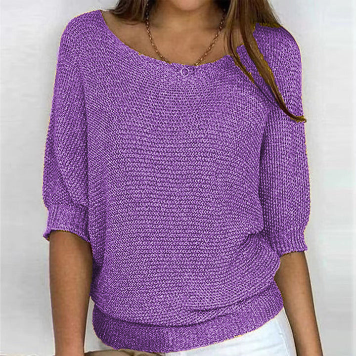 Sara | Komfortpullover für Damen mit Rundhalsausschnitt und kurzen Ärmeln