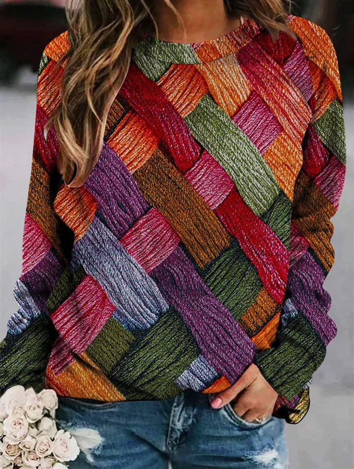 Damen Pullover mit langen Ärmeln und Rundhalsausschnitt