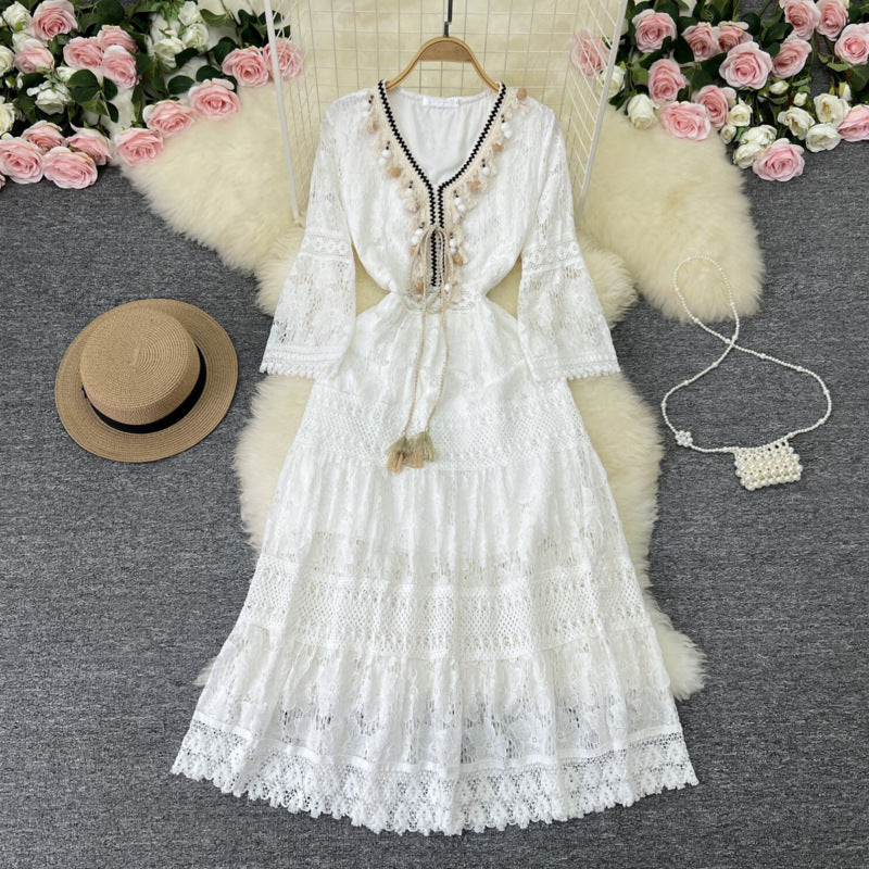 Amary | Boho-Maxikleid für Damen mit Blumenmuster und V-Ausschnitt