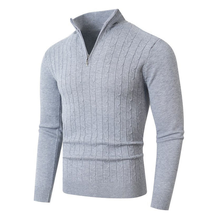 Herren Pullover mit Kabelstrickmuster und Stehkragen