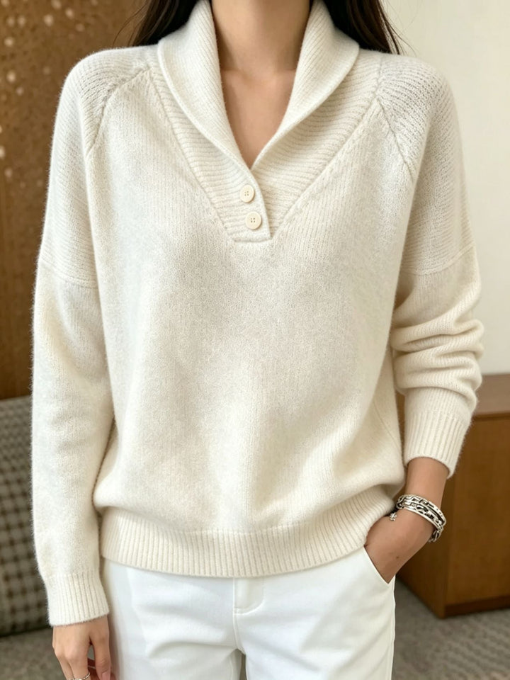 Sofia | Damen Langarmpullover mit Knöpfen
