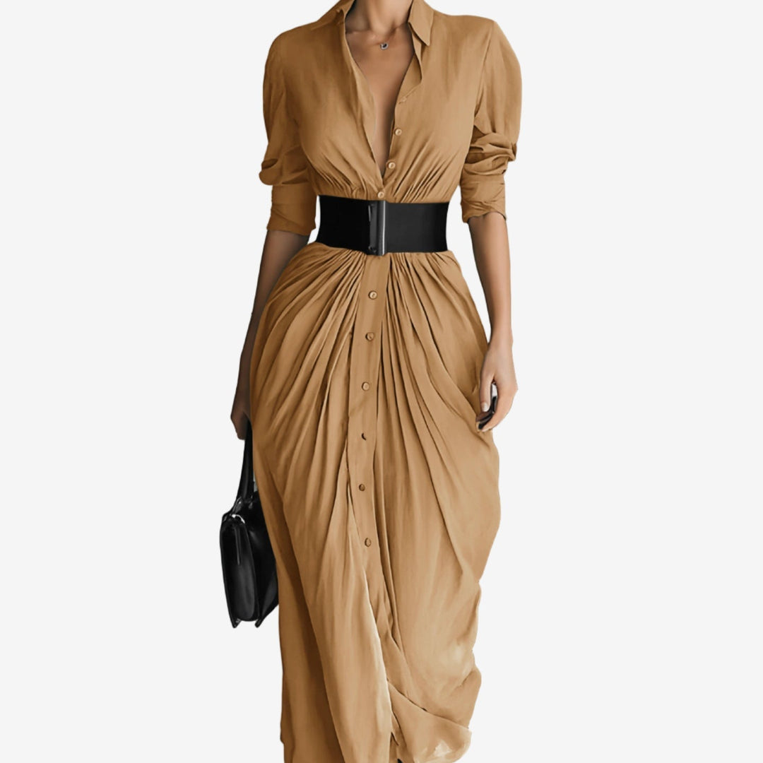 Kalisha Langarmkleid für Damen mit V-Ausschnitt und 3/4-Ärmeln