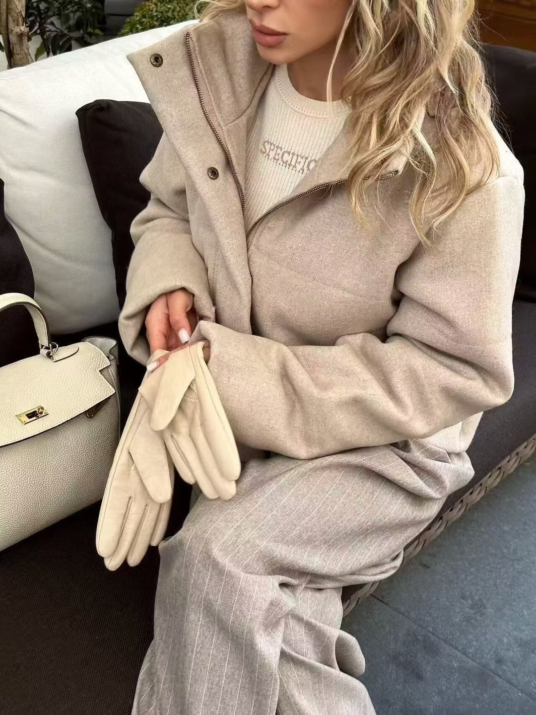Damen Übergangsjacke mit Knöpfen und Taschen, Langarm
