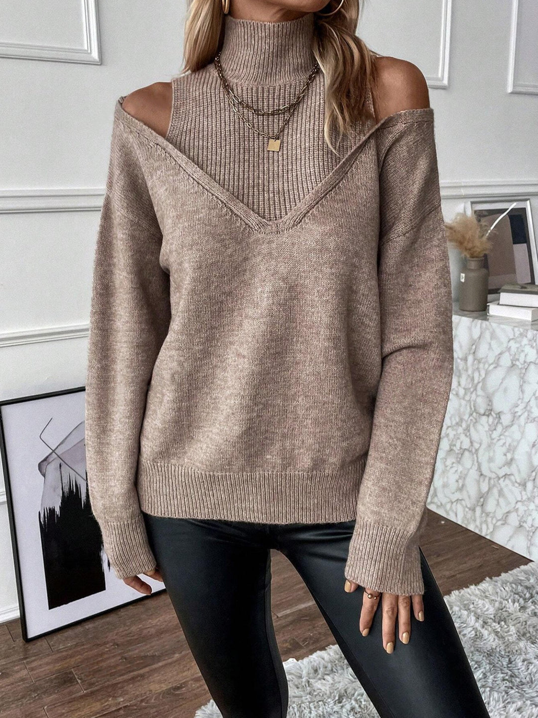 Damen Langarm-Rollkragenpullover