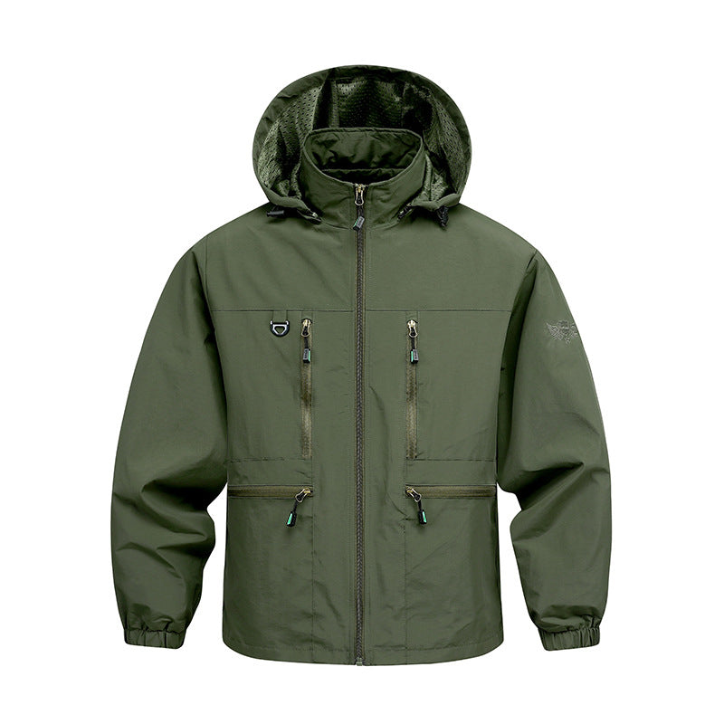 Herren Jacke Langarm mit Kapuze und Taschen
