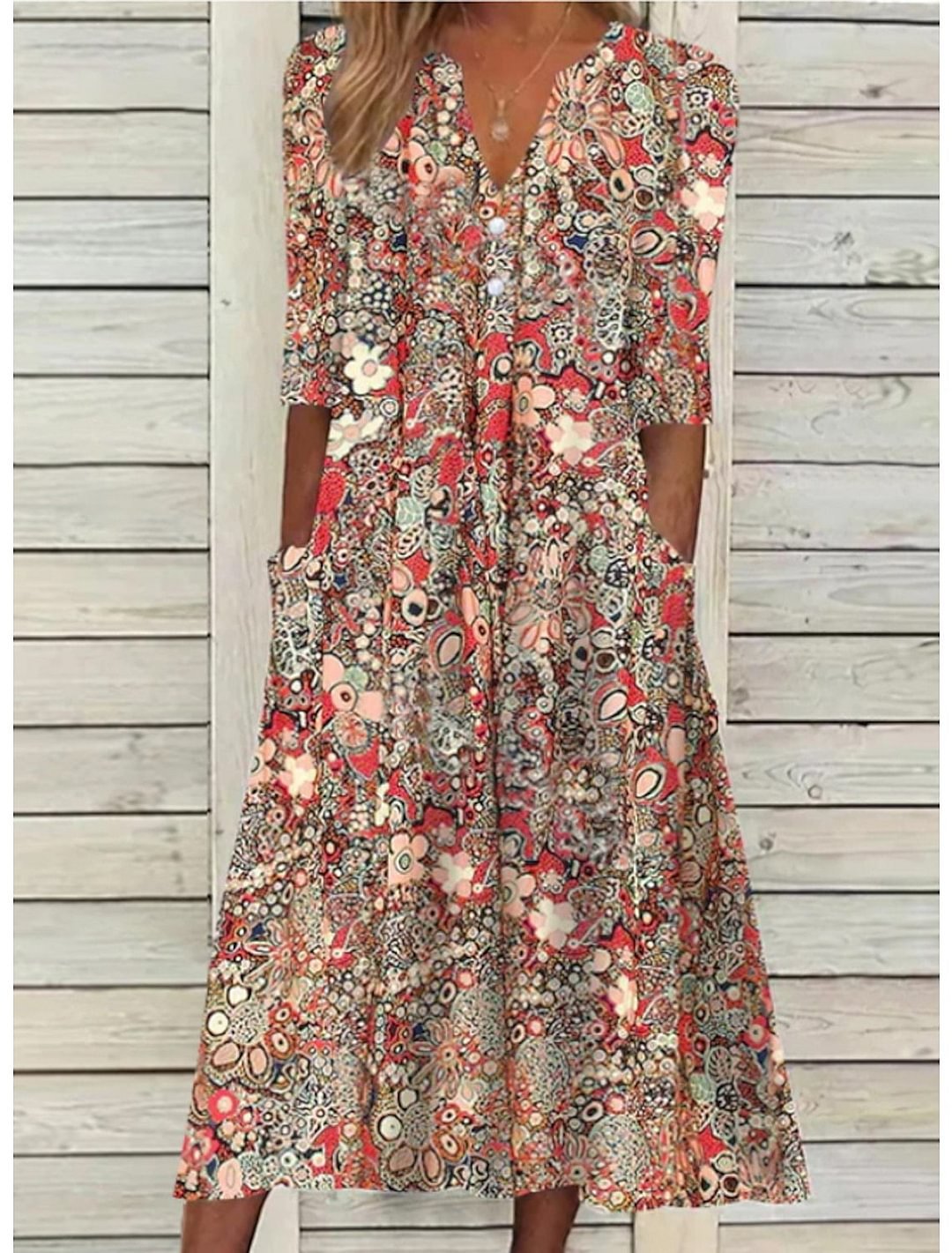 Irma | Elegantes Sommerkleid für Damen mit Blumenmuster und V-Ausschnitt