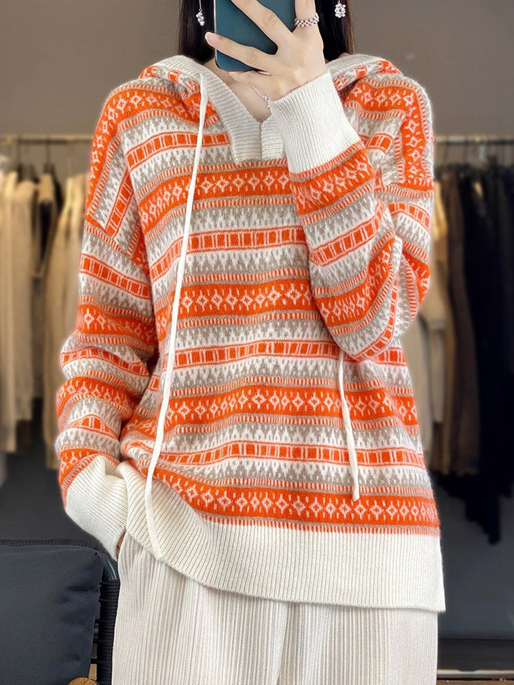 Damen Oversized Hoodie mit Kordelzug und V-Ausschnitt