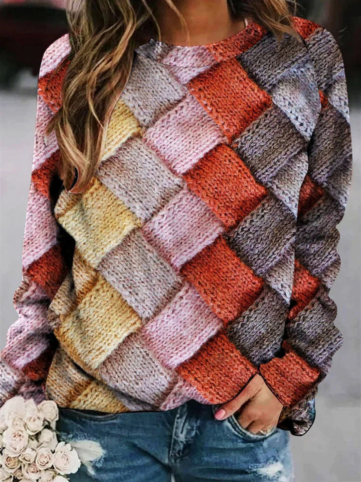Damen Pullover mit langen Ärmeln und Rundhalsausschnitt