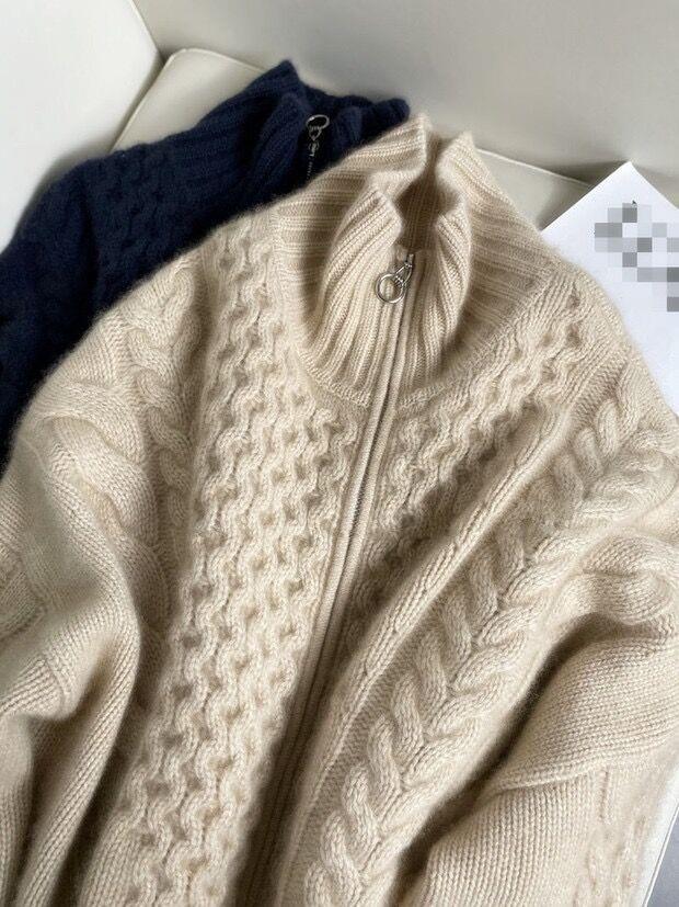 Damen Lang Oversized Pullover mit Stehkragen