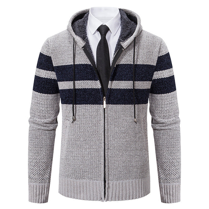 Herren Kapuzenjacke mit Kordelzug, Taschen und Gestreiftem Muster
