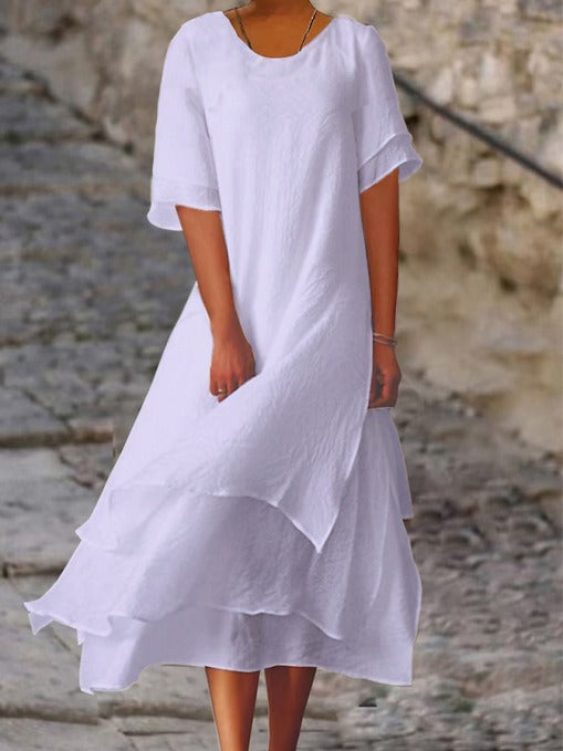 Hermine | Elegantes Schichtenkleid für Damen mit Rundhalsausschnitt
