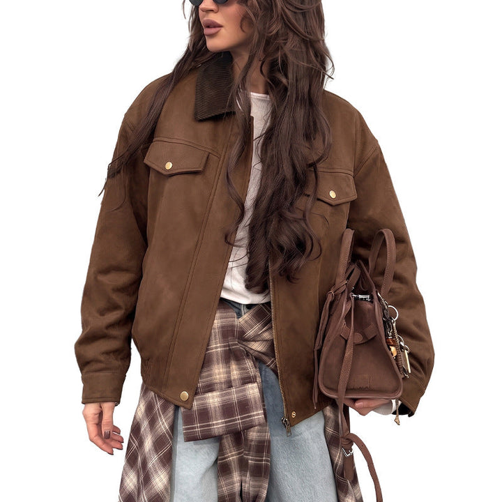 Damen Kurzjacke mit Reißverschluss und Klappentaschen