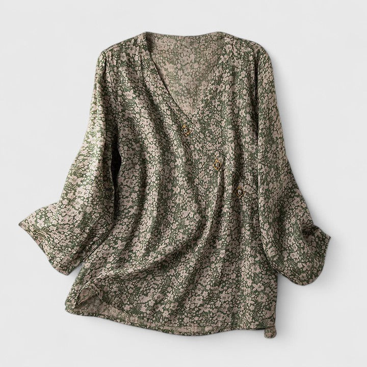 Solene | Bequeme Bluse für Damen mit Blumenmuster und V-Ausschnitt