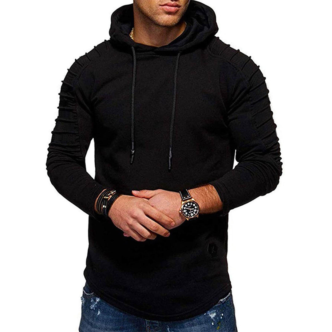 Herren Longline-Hoodie mit langen Ärmeln und Kordelzug