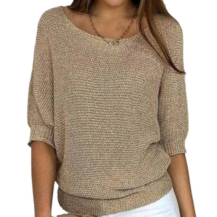 Sara | Komfortpullover für Damen mit Rundhalsausschnitt und kurzen Ärmeln