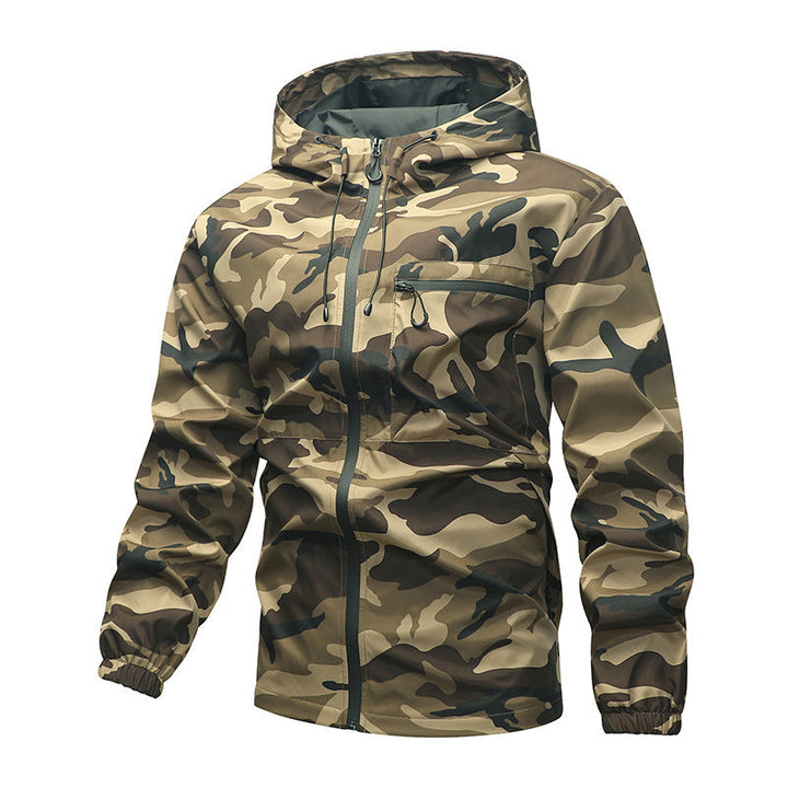 Herren Jacke mit Kapuze und Taschen, Camouflage