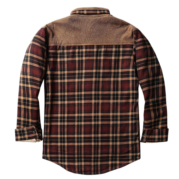 Herren Hemdjacke mit Stehkragen, Karomuster und Taschen