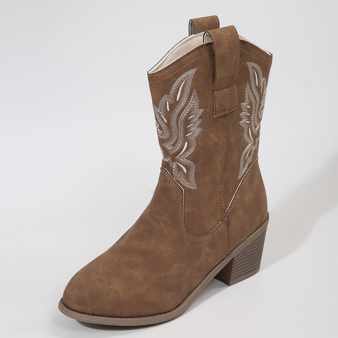Damen Blockabsatz Stiefelette Western