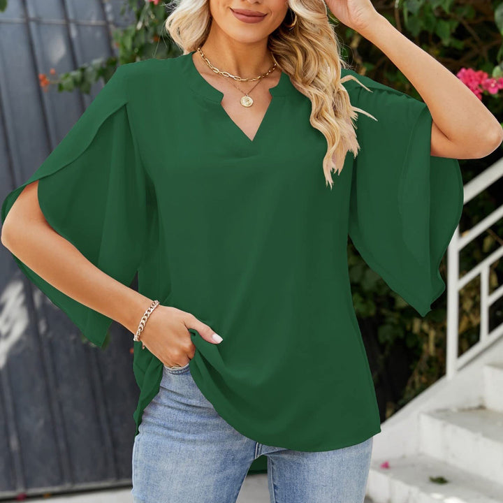 Leni | Elegantes V-Ausschnitt Top mit langen Ärmeln