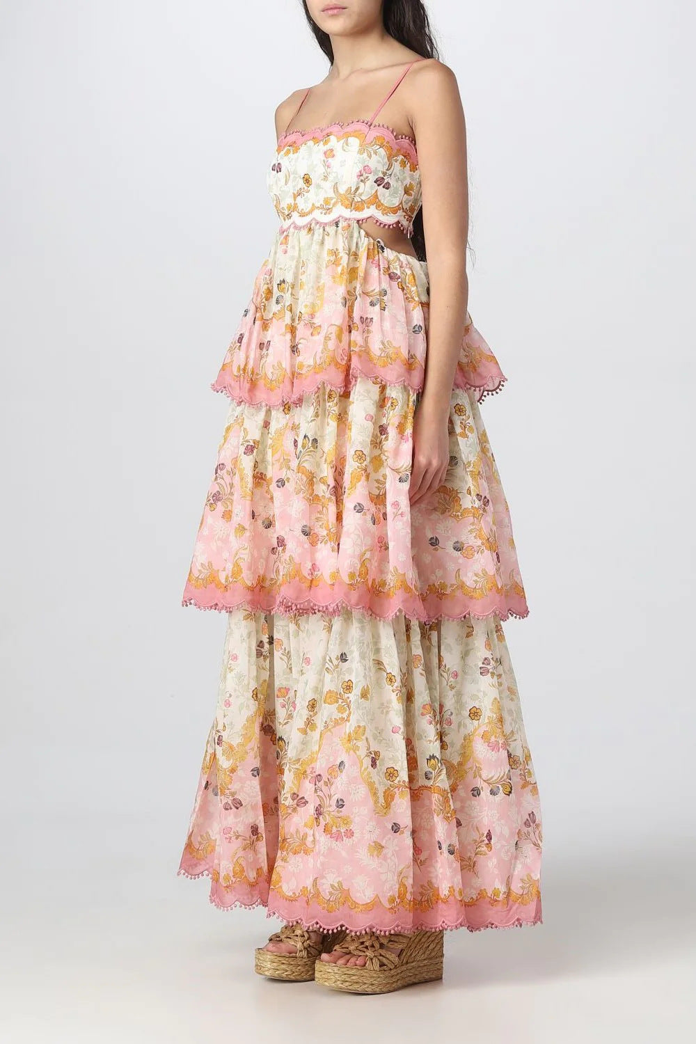 Damen ärmelloses Maxikleid mit Blumenmuster