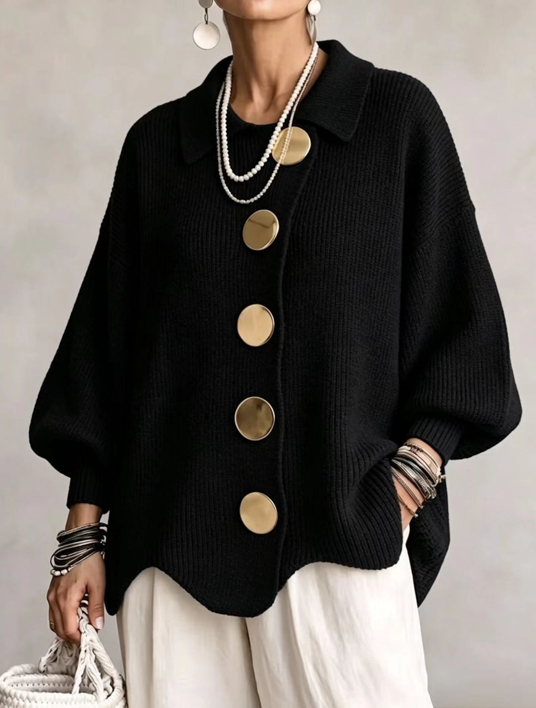 Damen Strickjacke mit Knöpfen, Langarm