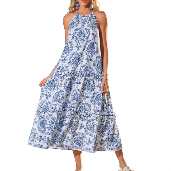FELICITY | Stilvolles Bohemian Halter-Maxikleid für Damen mit gestuftem Design