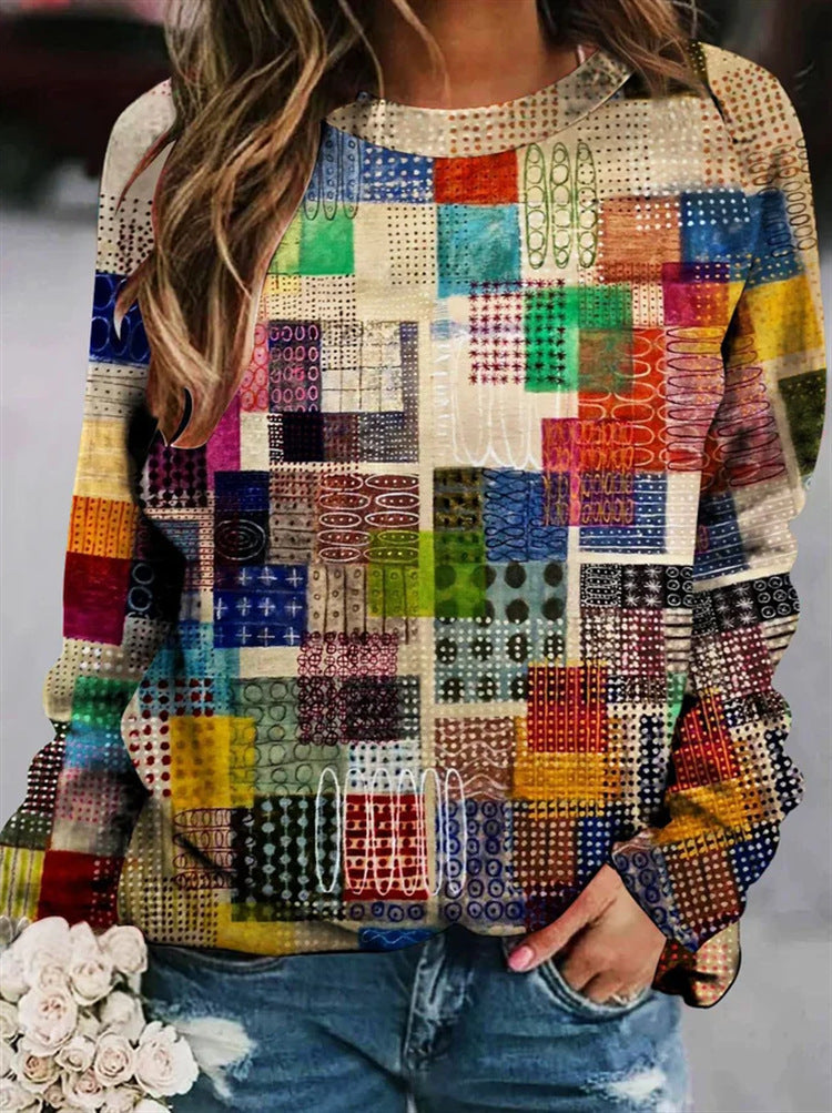 Damen Pullover mit langen Ärmeln und Rundhalsausschnitt