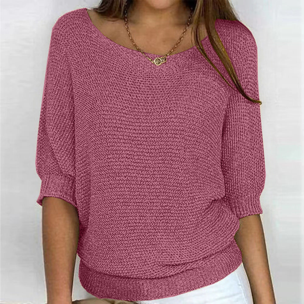 Sara | Komfortpullover für Damen mit Rundhalsausschnitt und kurzen Ärmeln