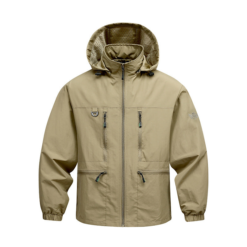 Herren Jacke Langarm mit Kapuze und Taschen