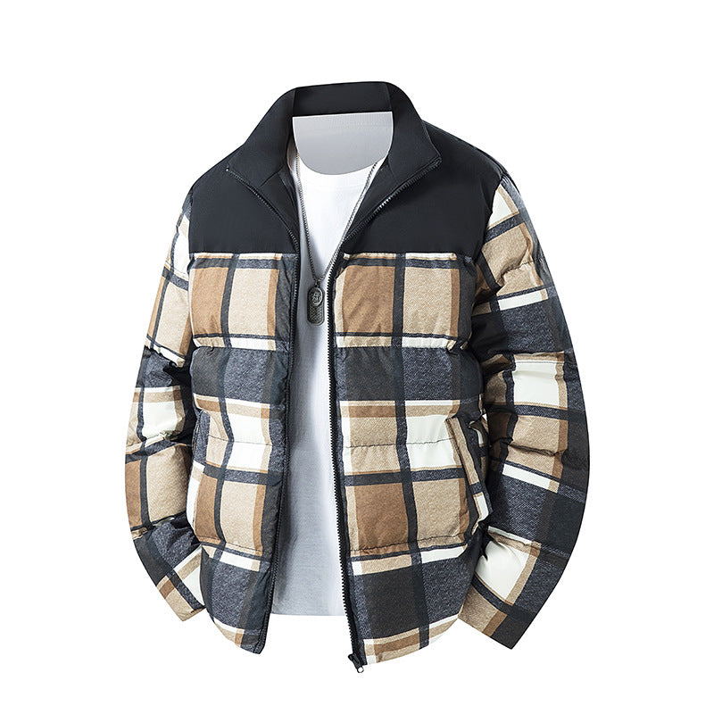 Herren Kurze Karierte Steppjacke mit Taschen