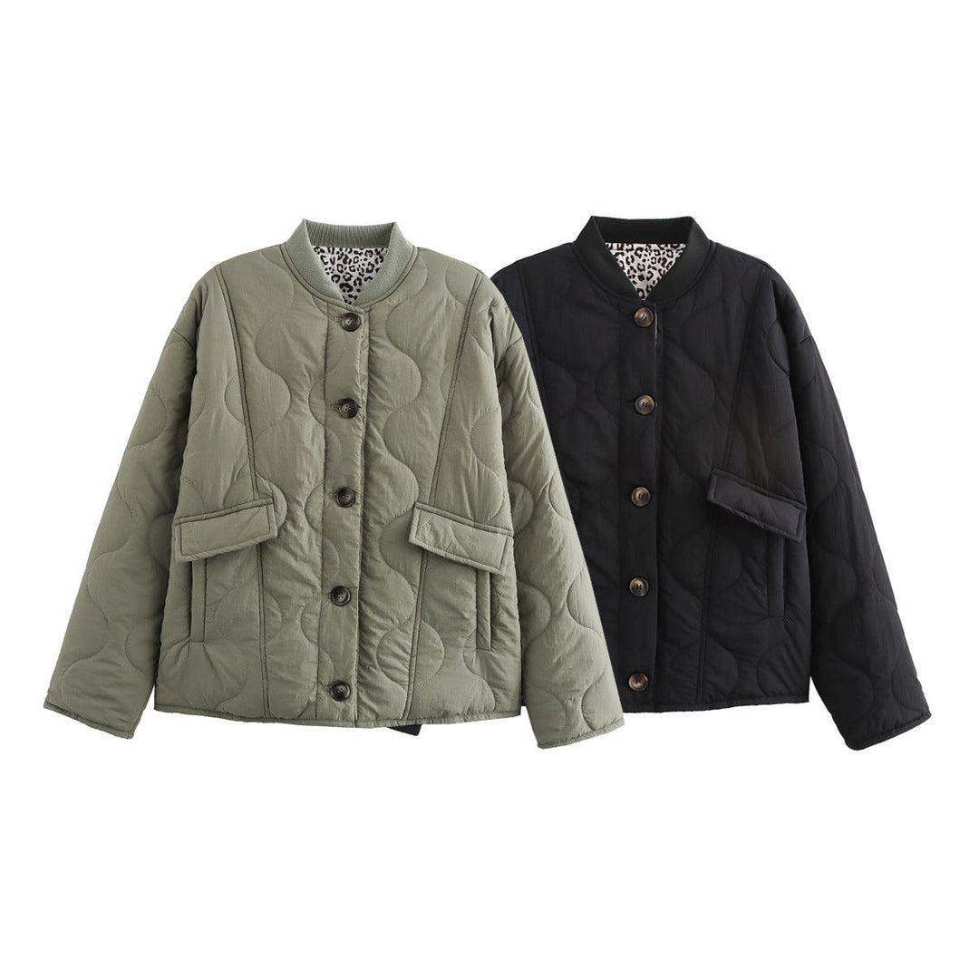 Damen Langarmjacke mit Rundhalsausschnitt, Knöpfen und Taschen