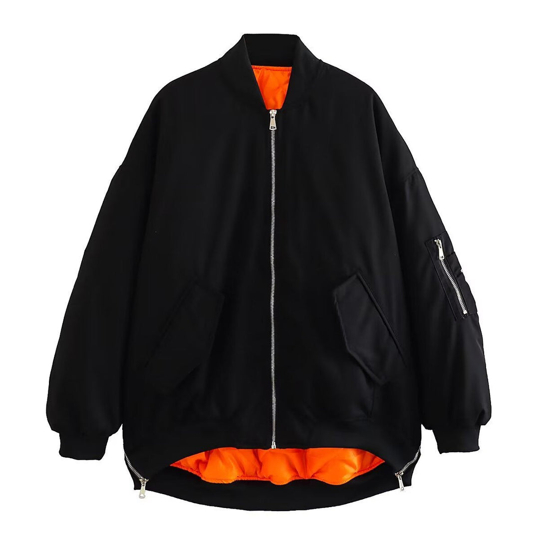 Damen Bomberjacke Oversized mit Taschen