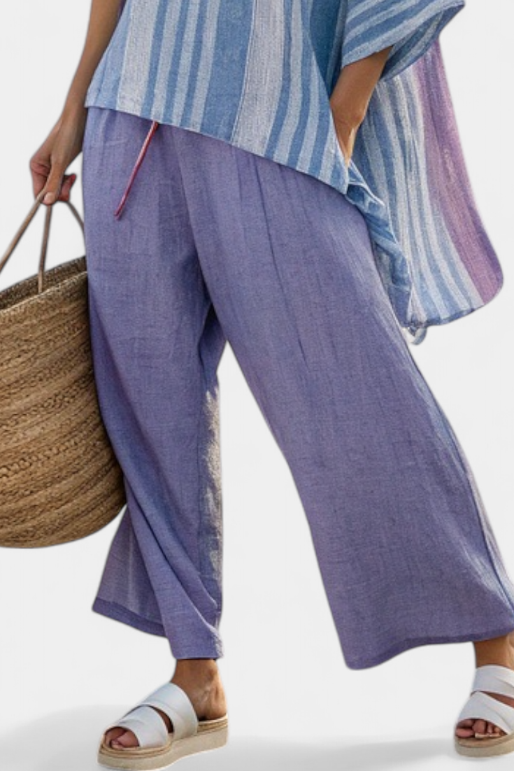 Carlotta | Top elegante Lavendel und Himmelblau und Hose für Damen