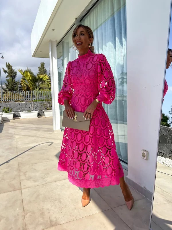 Noor | Romantisches Maxikleid für Damen mit Blumenmuster und Rundhalsausschnitt