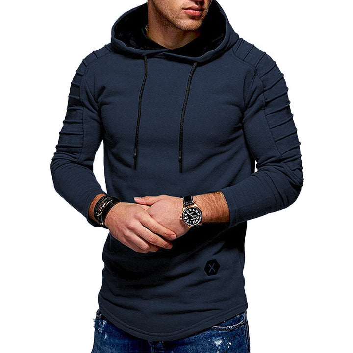Herren Longline-Hoodie mit langen Ärmeln und Kordelzug
