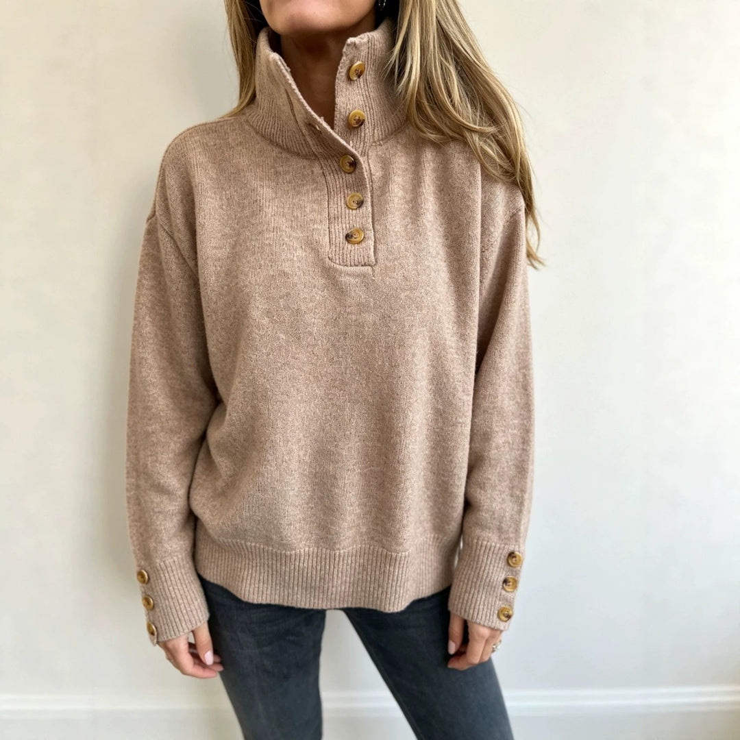 Lea | Damen Pullover mit langen Ärmeln und Knöpfen