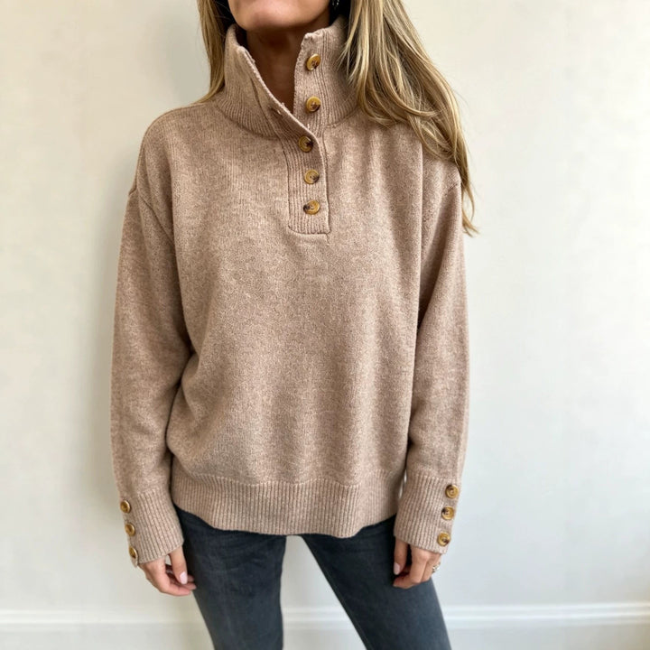 Lea | Damen Pullover mit langen Ärmeln und Knöpfen