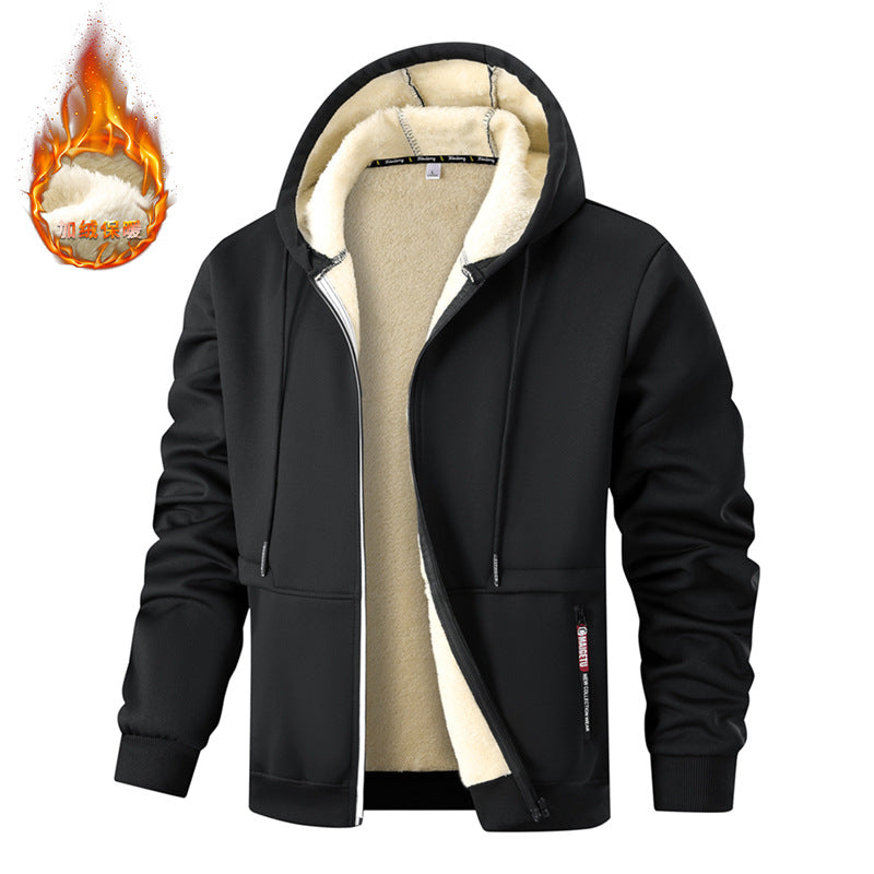 Herren Kapuzenjacke Langarm mit Kordelzug und Taschen