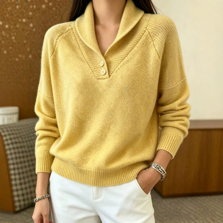 Sofia | Damen Langarmpullover mit Knöpfen