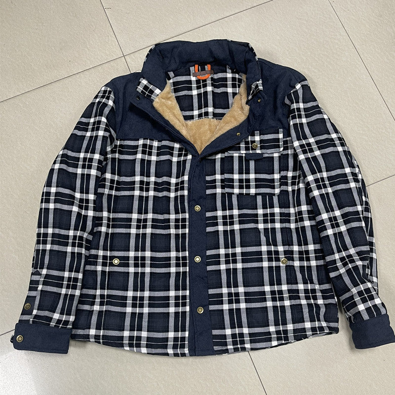 Herren Karo-Hemdjacke mit Taschen und Knöpfen