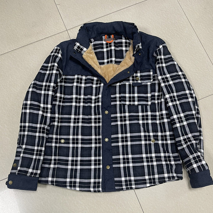 Herren Karo-Hemdjacke mit Taschen und Knöpfen