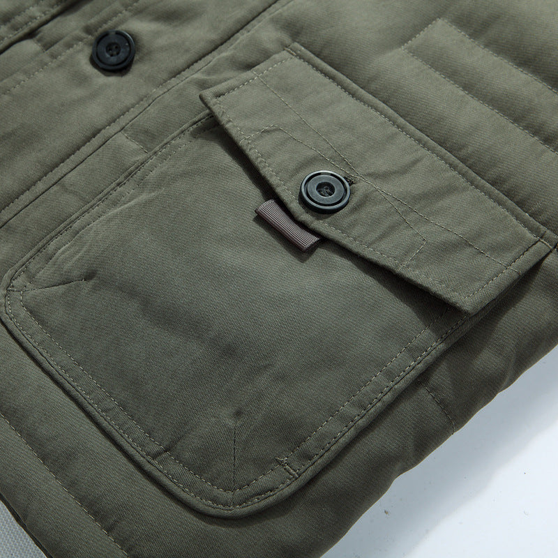 Herren Winterparka mit Knöpfen und Taschen, Kapuze