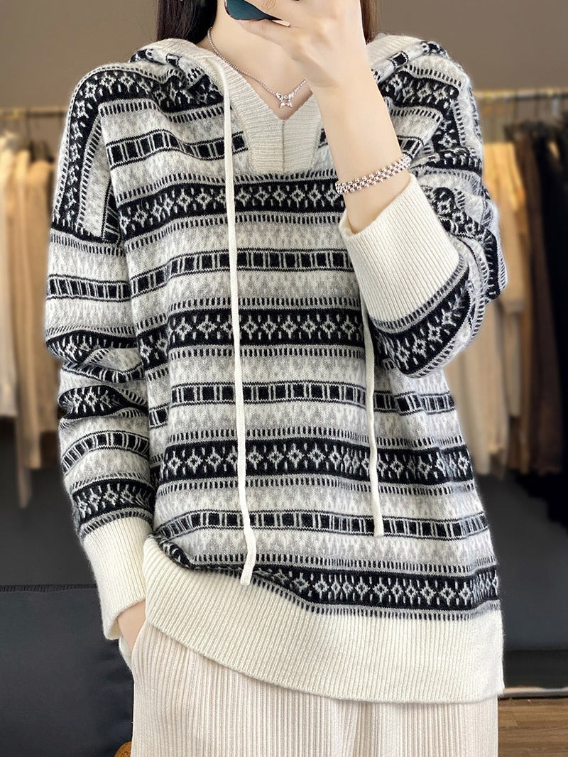 Damen Oversized Hoodie mit Kordelzug und V-Ausschnitt