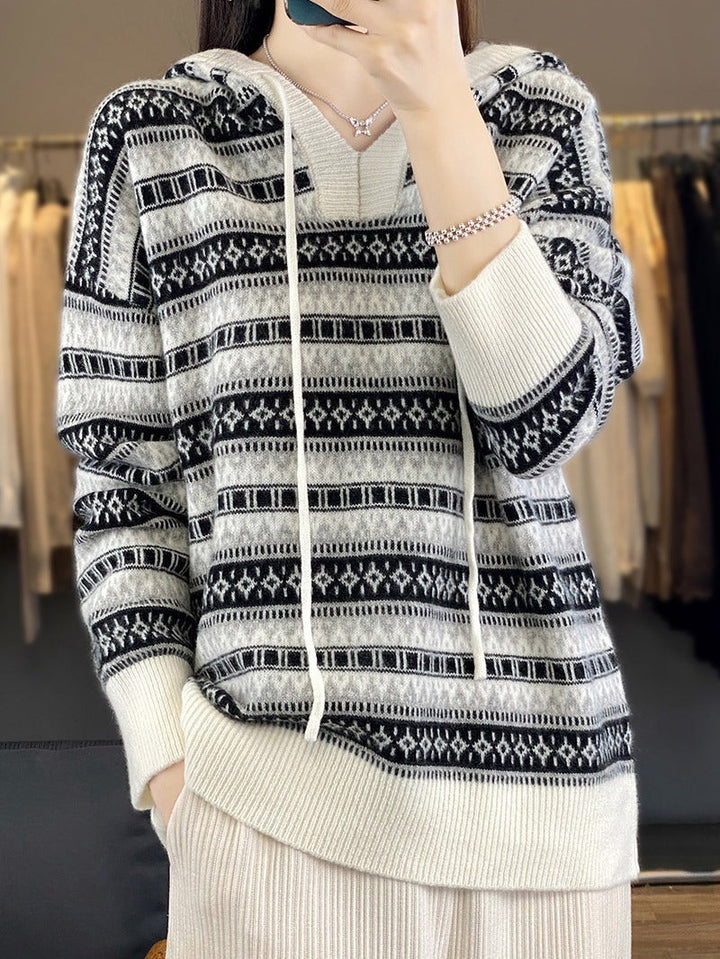 Damen Oversized Hoodie mit Kordelzug und V-Ausschnitt