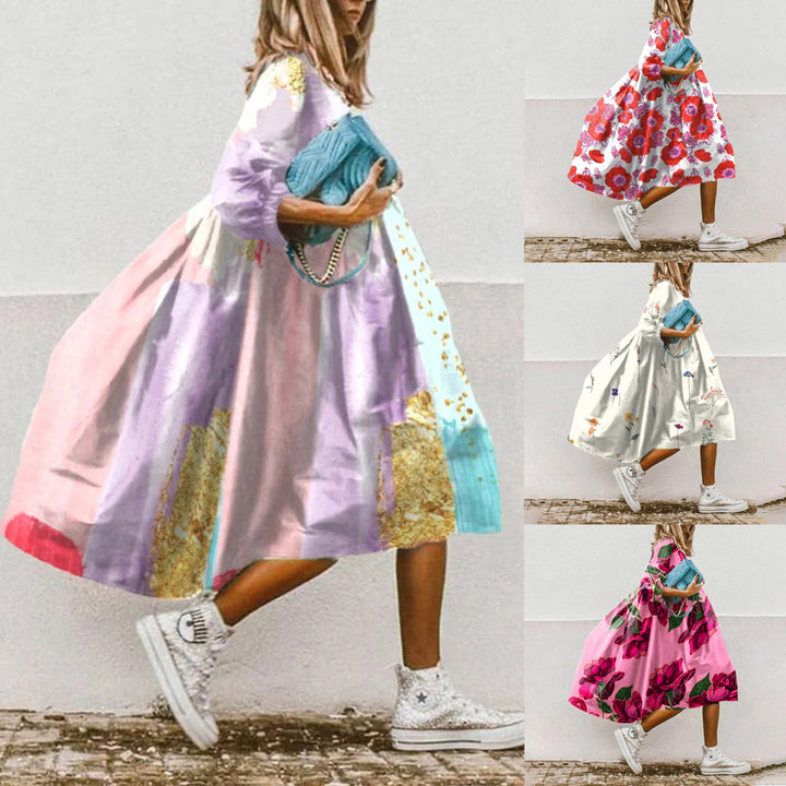 Lanna | Schickes Midikleid für Damen mit floralem Paisleymuster und Dreiviertelärmeln