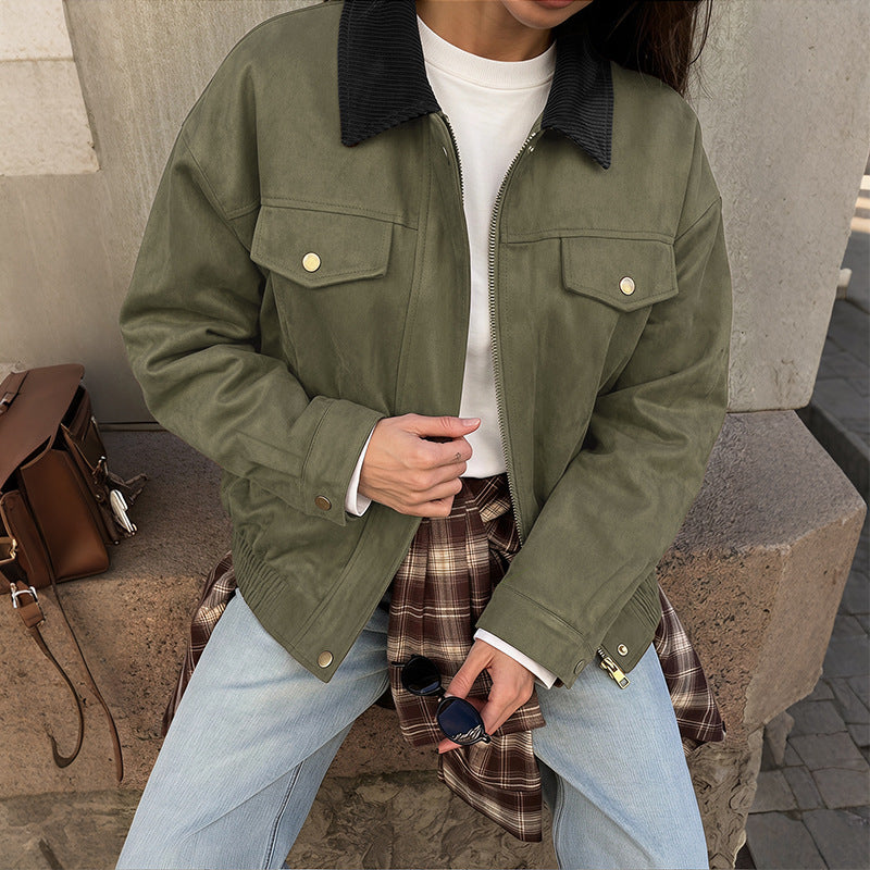 Damen Kurzjacke mit Reißverschluss und Klappentaschen