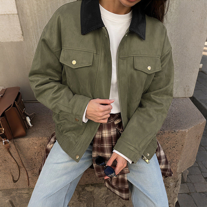 Damen Kurzjacke mit Reißverschluss und Klappentaschen