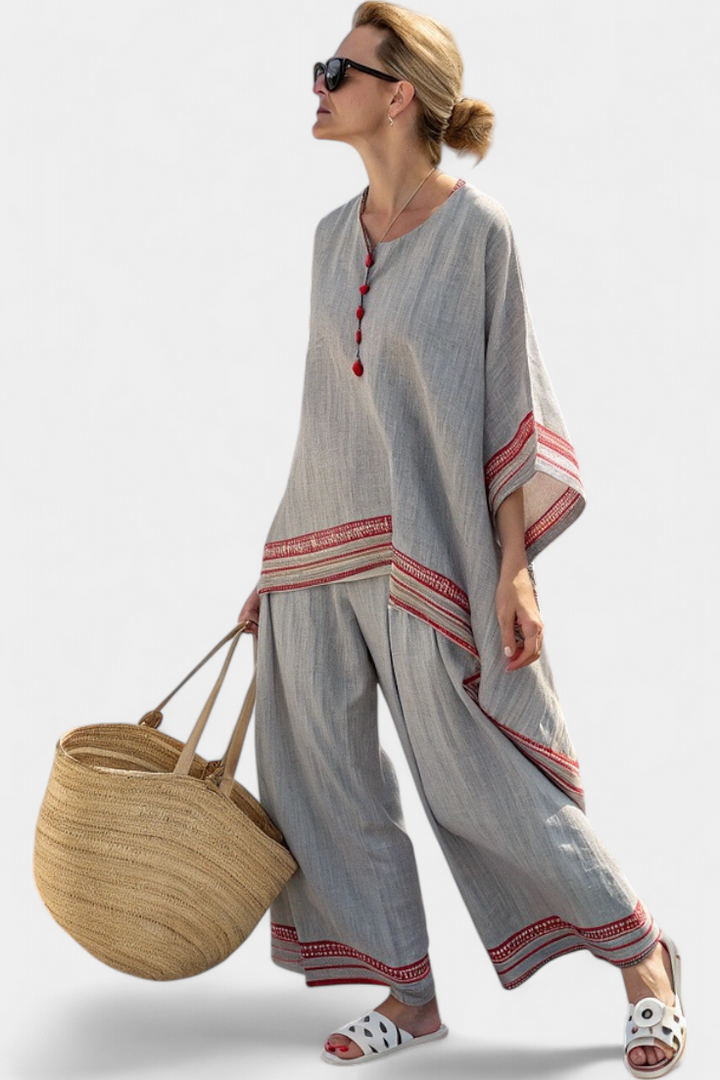 Rossella | asymmetrische Bluse und weite ethnische Hosen